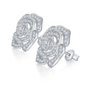 Camellia Moissanite Flower Stud Earrings in Sterling Silver