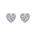 Adora Moissanite Heart Halo Stud Earrings in Sterling Silver