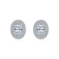 Olivia Moissanite Oval Halo Stud Earrings in Sterling Silver