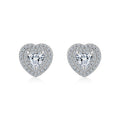 Cherie Moissanite Heart Halo Stud Earrings in Sterling Silver