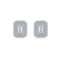 Emeraude Moissanite Emerald Halo Stud Earrings in Sterling Silver