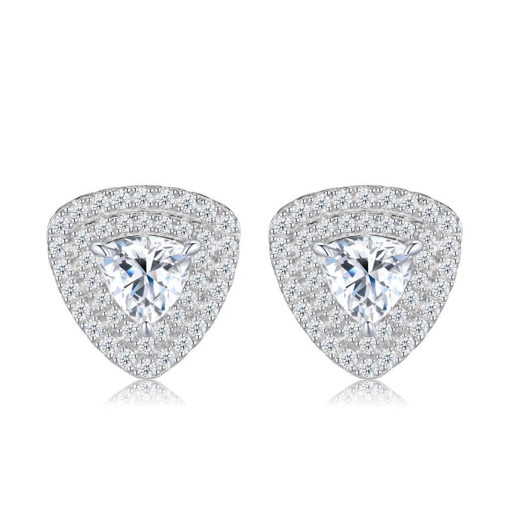 Trillia Moissanite Halo Stud Earrings in Sterling Silver