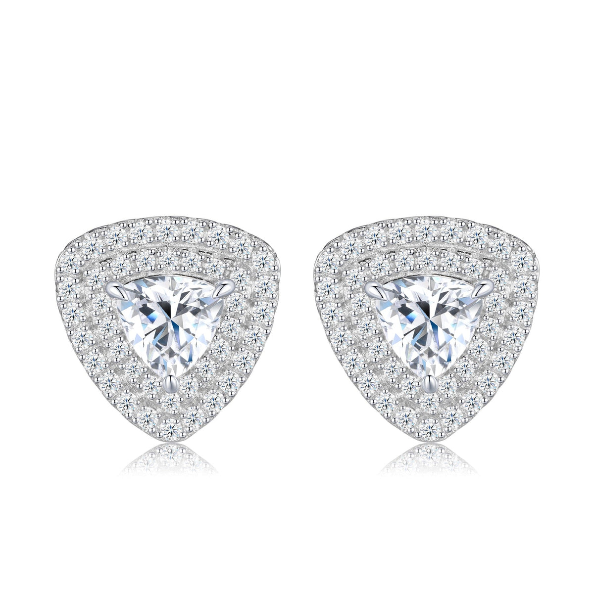 Trillia Moissanite Halo Stud Earrings in Sterling Silver