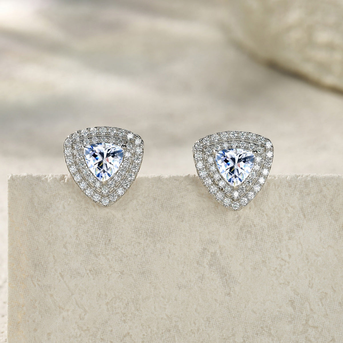 Trillia Moissanite Halo Stud Earrings in Sterling Silver