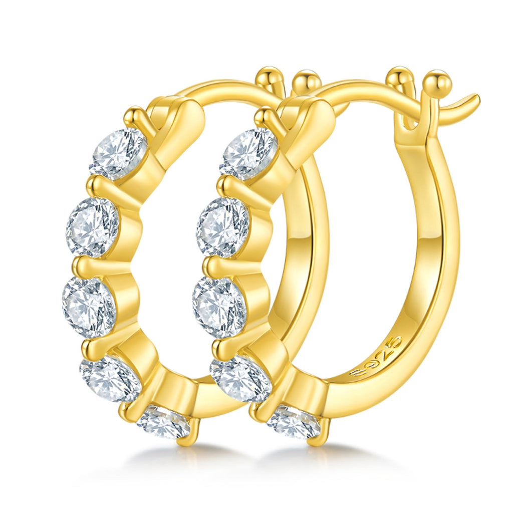 Crisscross Moissanite Huggie Hoop Earrings in Sterling Silver