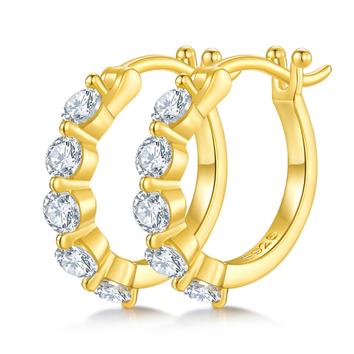 Crisscross Moissanite Huggie Hoop Earrings in Sterling Silver