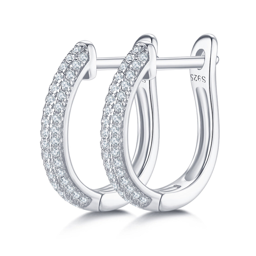 Vinca Moissanite Huggie Hoop Earrings in Sterling Silver
