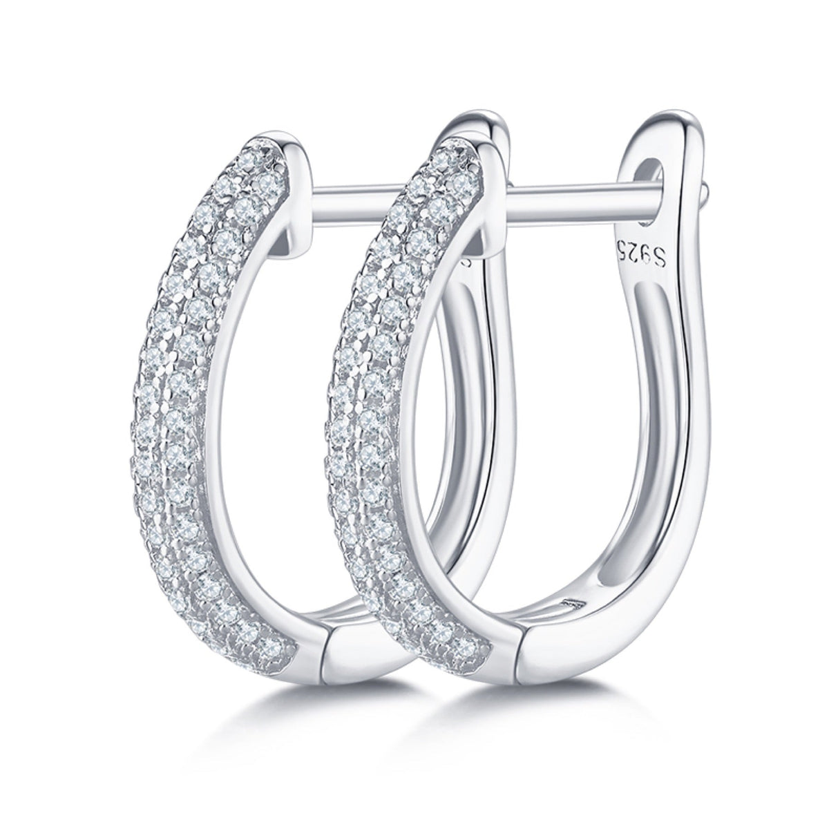 Vinca Moissanite Huggie Hoop Earrings in Sterling Silver