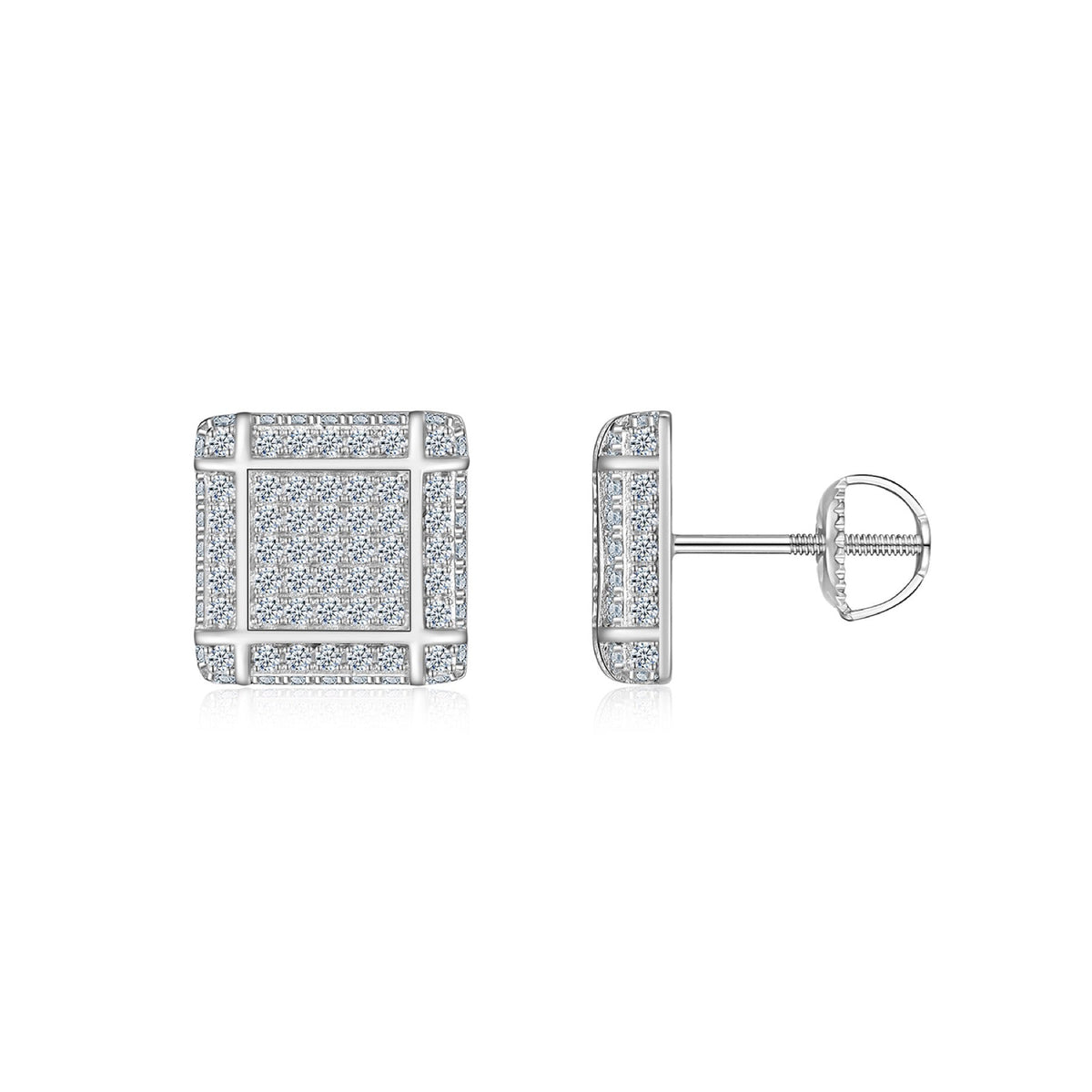 Blocc Moissanite Pavé Stud Earrings in Sterling Silver