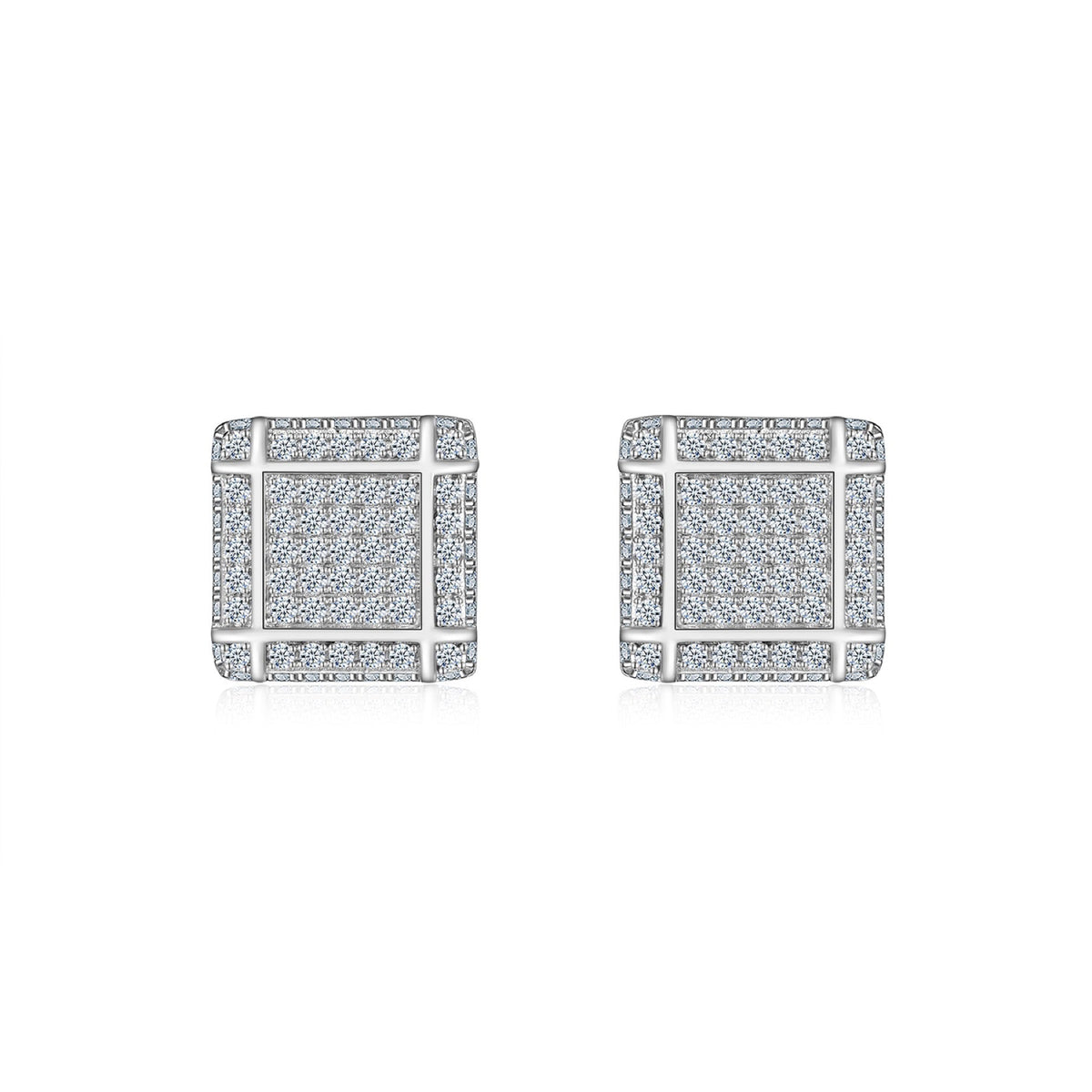 Blocc Moissanite Pavé Stud Earrings in Sterling Silver