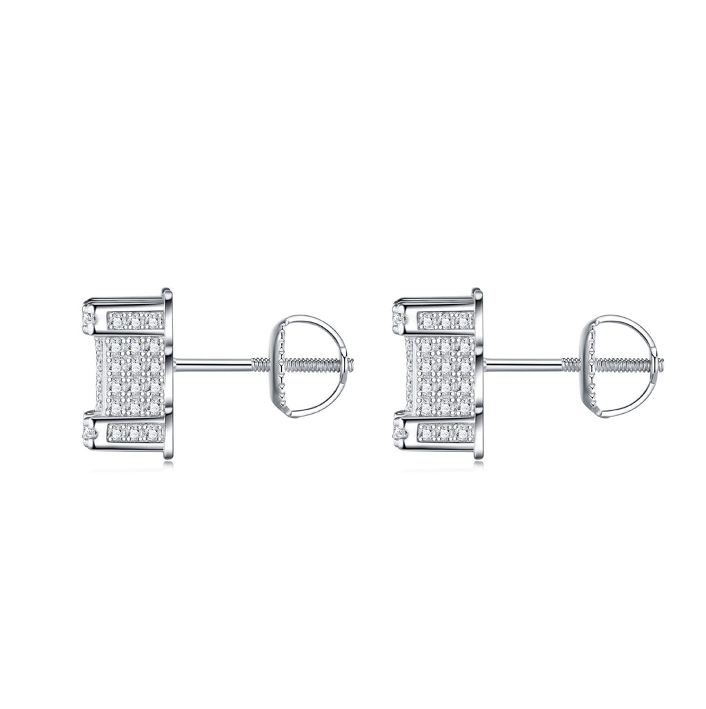 Cubis Moissanite Pavé Stud Earrings in Sterling Silver