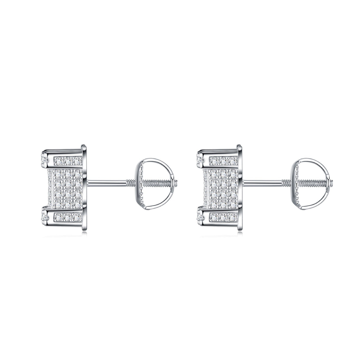 Cubis Moissanite Pavé Stud Earrings in Sterling Silver