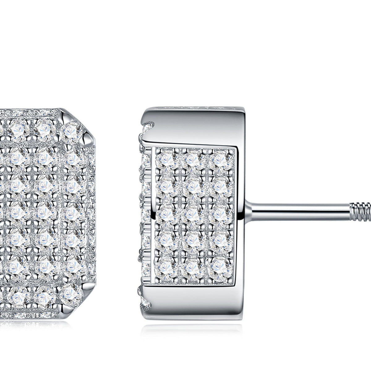 Tile Moissanite Pavé Stud Earrings in Sterling Silver