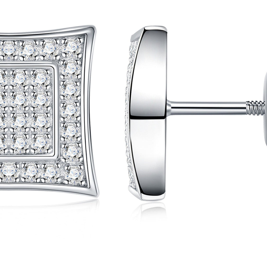 Kite Moissanite Pavé Stud Earrings in Sterling Silver