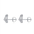 Trigon Moissanite Pavé Stud Earrings in Sterling Silver