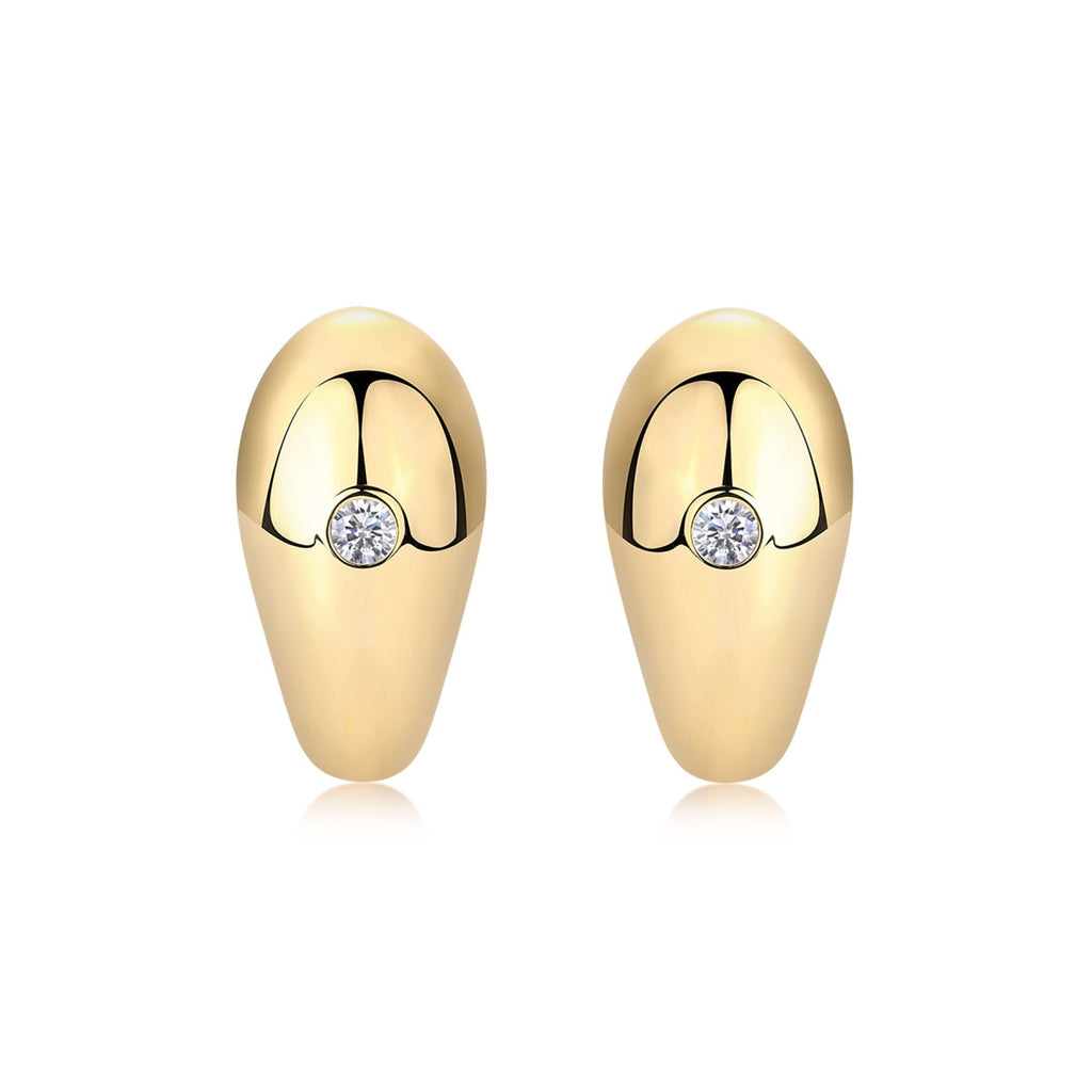 Bullion Moissanite Half-Hoop Stud Earrings in Gold-Tone Sterling Silver
