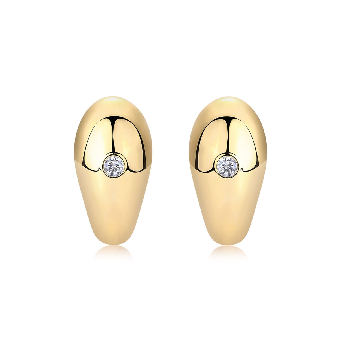 Bullion Moissanite Half-Hoop Stud Earrings in Gold-Tone Sterling Silver