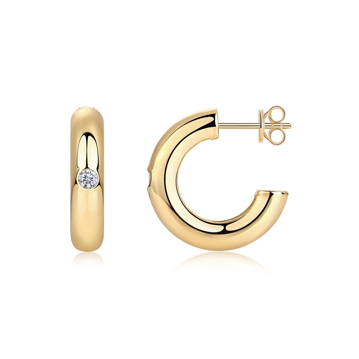 Solano Moissanite Hoop Earrings in Gold-Tone Sterling Silver
