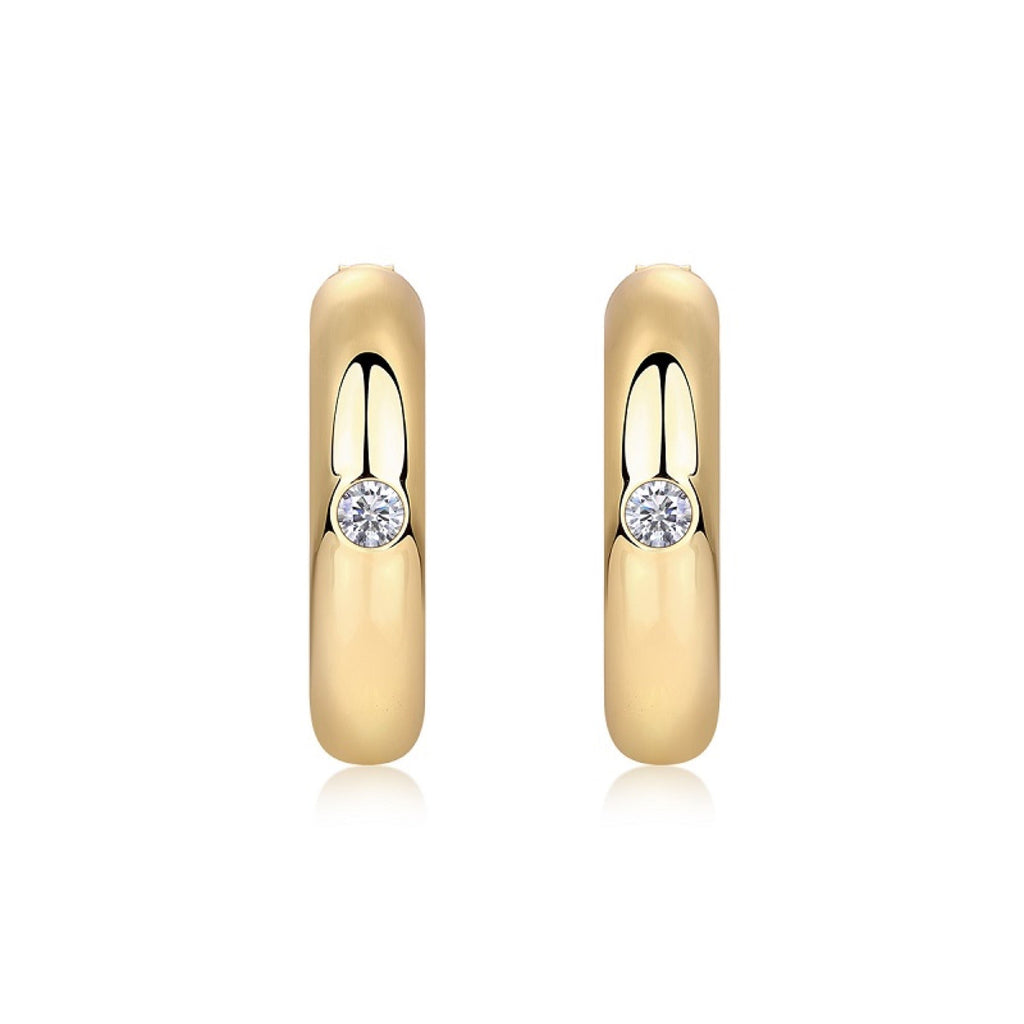 Solano Moissanite Hoop Earrings in Gold-Tone Sterling Silver