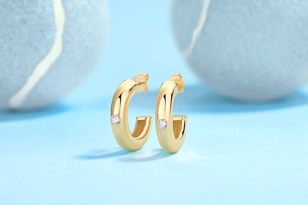 Solano Moissanite Hoop Earrings in Gold-Tone Sterling Silver