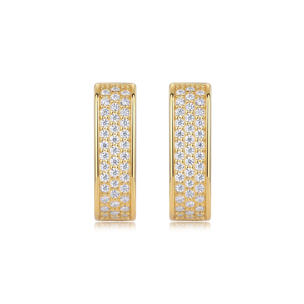 Riviera Moissanite Enamel Huggie Hoop Earrings in Gold-Tone Sterling Silver
