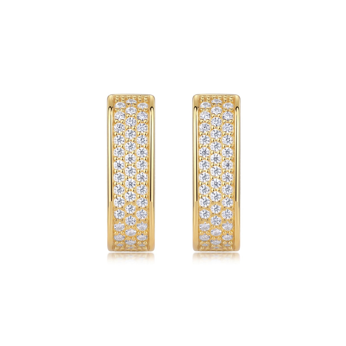 Riviera Moissanite Enamel Huggie Hoop Earrings in Gold-Tone Sterling Silver