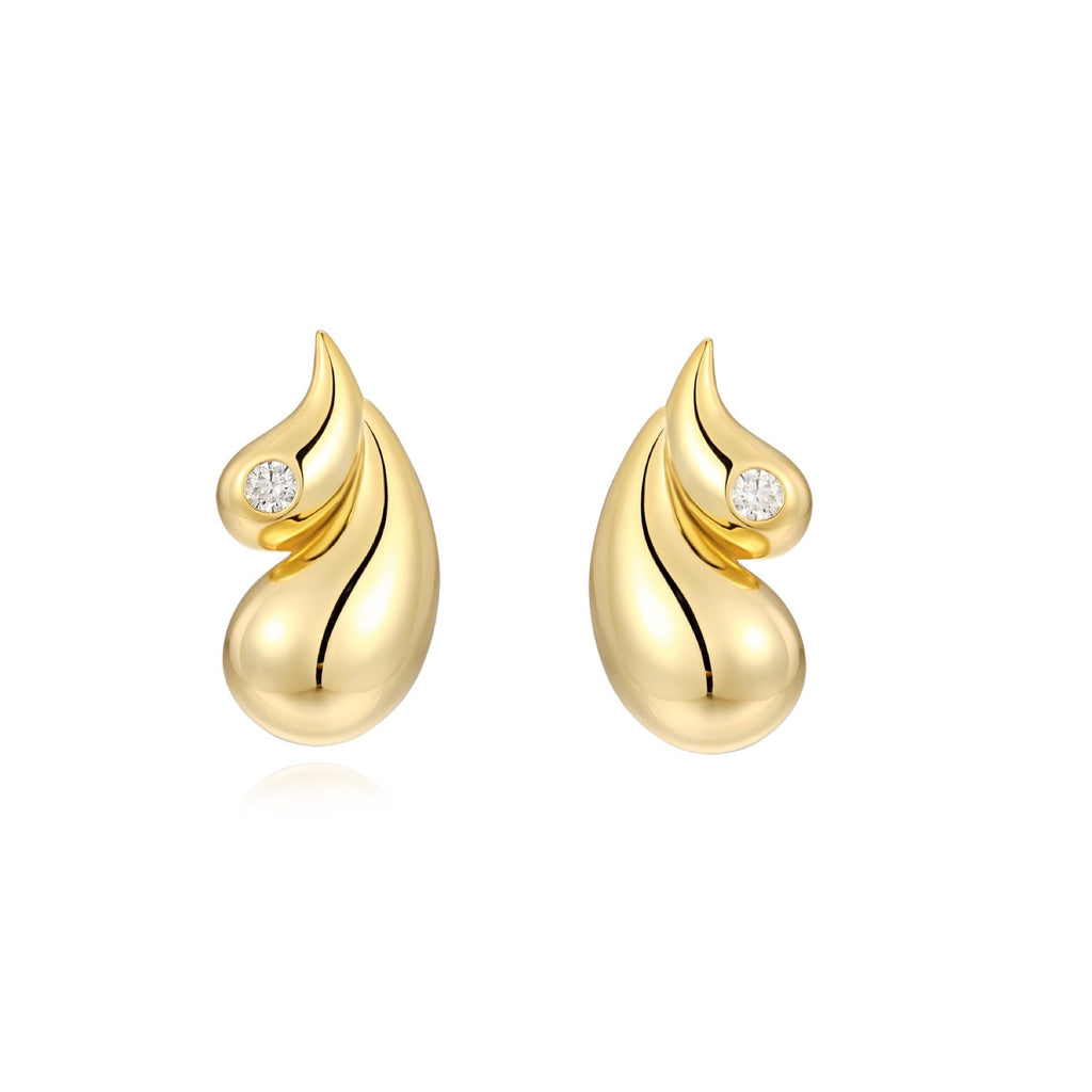Rosee Moissanite Teardrop Stud Earrings in Gold-Tone Sterling Silver