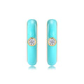 Azur Moissanite Enamel Hoop Earrings in Gold-Tone Sterling Silver