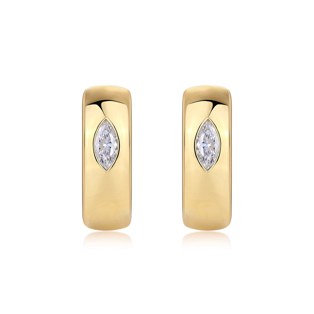Aurum Marquise-Cut Moissanite Hoop Earrings in Gold-Tone Sterling Silver