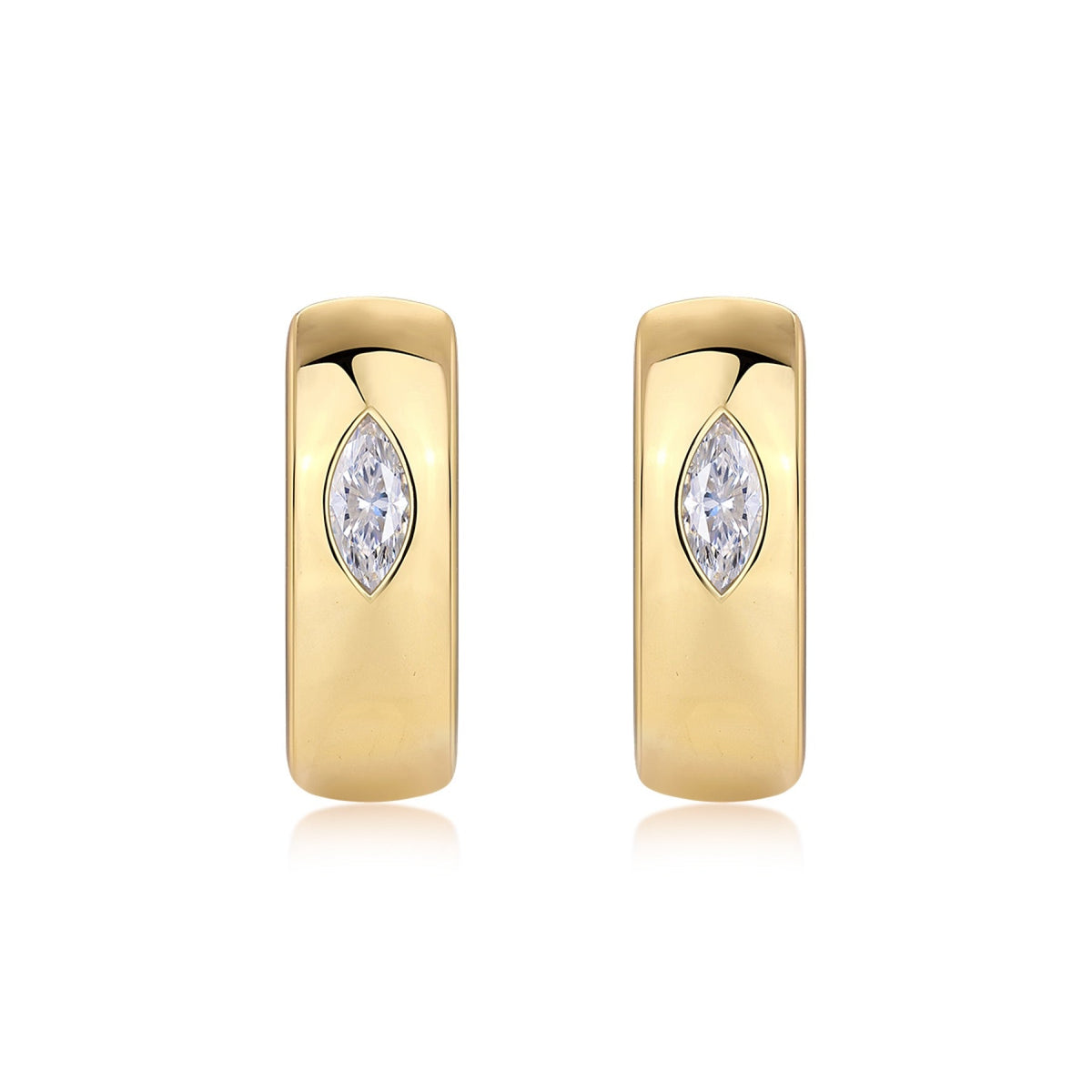 Aurum Marquise-Cut Moissanite Hoop Earrings in Gold-Tone Sterling Silver
