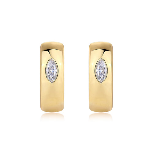 Aurum Marquise-Cut Moissanite Hoop Earrings in Gold-Tone Sterling Silver