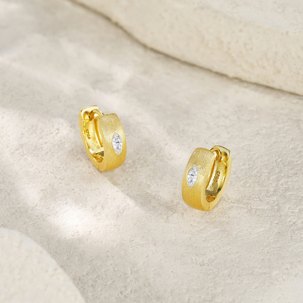 Aurum Marquise-Cut Moissanite Hoop Earrings in Gold-Tone Sterling Silver