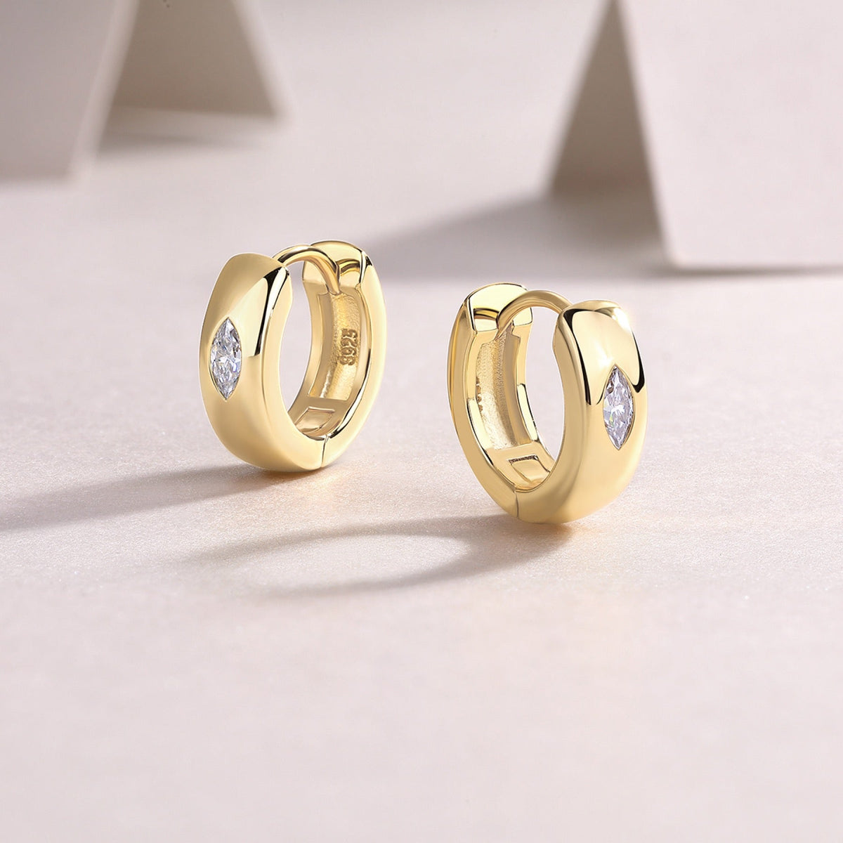 Aurum Marquise-Cut Moissanite Hoop Earrings in Gold-Tone Sterling Silver