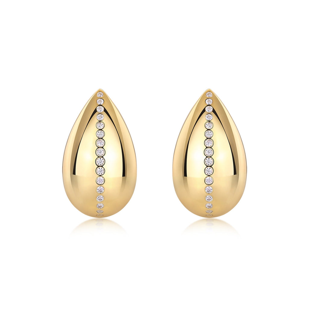 Larme Moissanite Teardrop Stud Earrings in Gold-Tone Sterling Silver