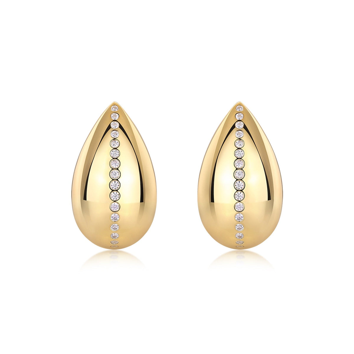 Larme Moissanite Teardrop Stud Earrings in Gold-Tone Sterling Silver