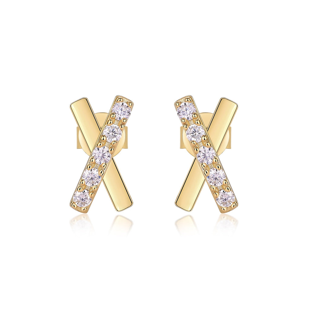 Bacio Moissanite Ear Climber Earrings in Gold-Tone Sterling Silver