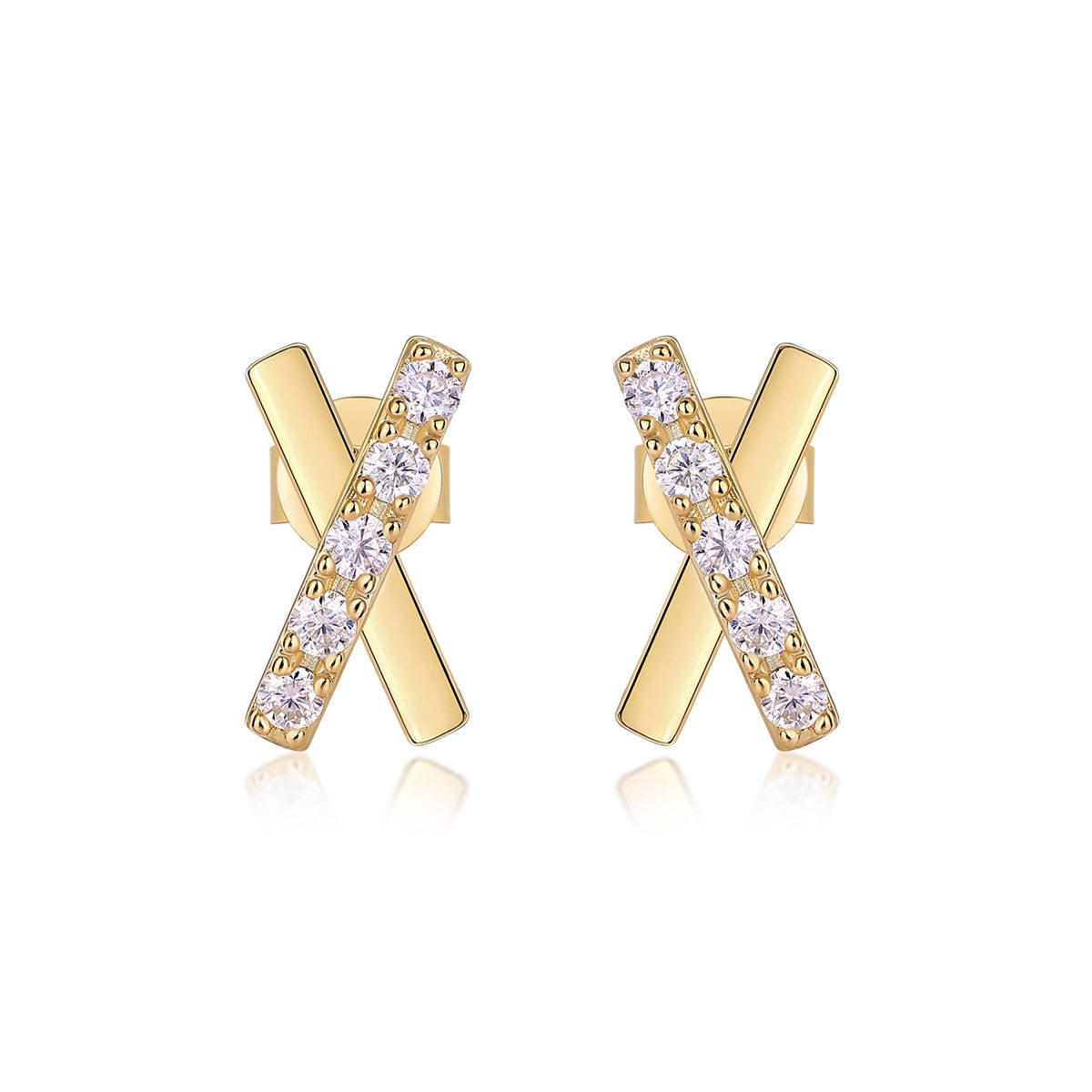 Bacio Moissanite Ear Climber Earrings in Gold-Tone Sterling Silver