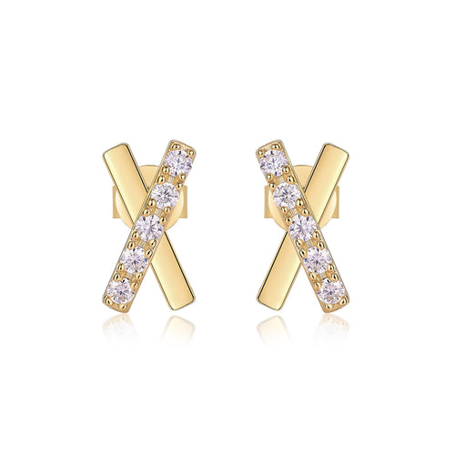 Bacio Moissanite Ear Climber Earrings in Gold-Tone Sterling Silver