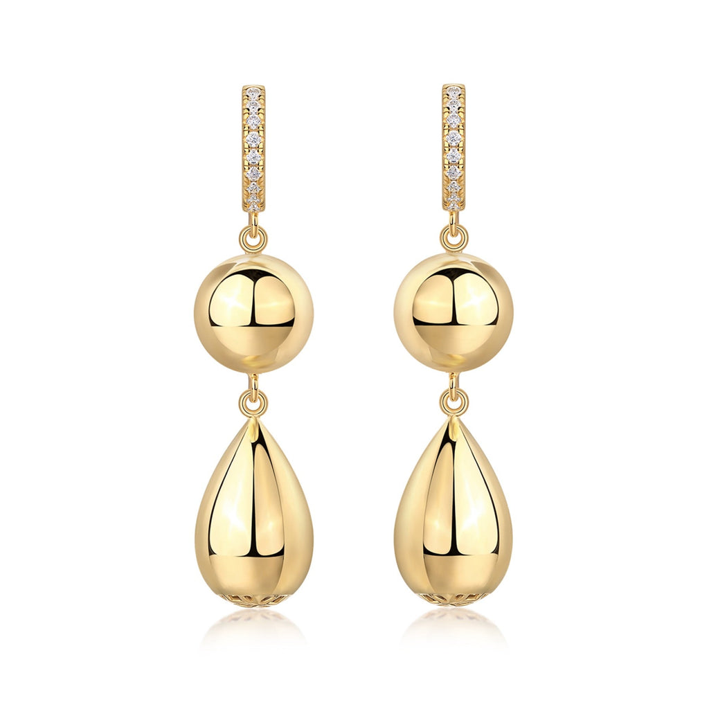 Calabash Moissanite Drop Earrings in Gold-Tone Sterling Silver