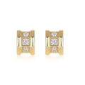 Quadretto Moissanite Geometric Stud Earrings in Gold-Tone Sterling Silver