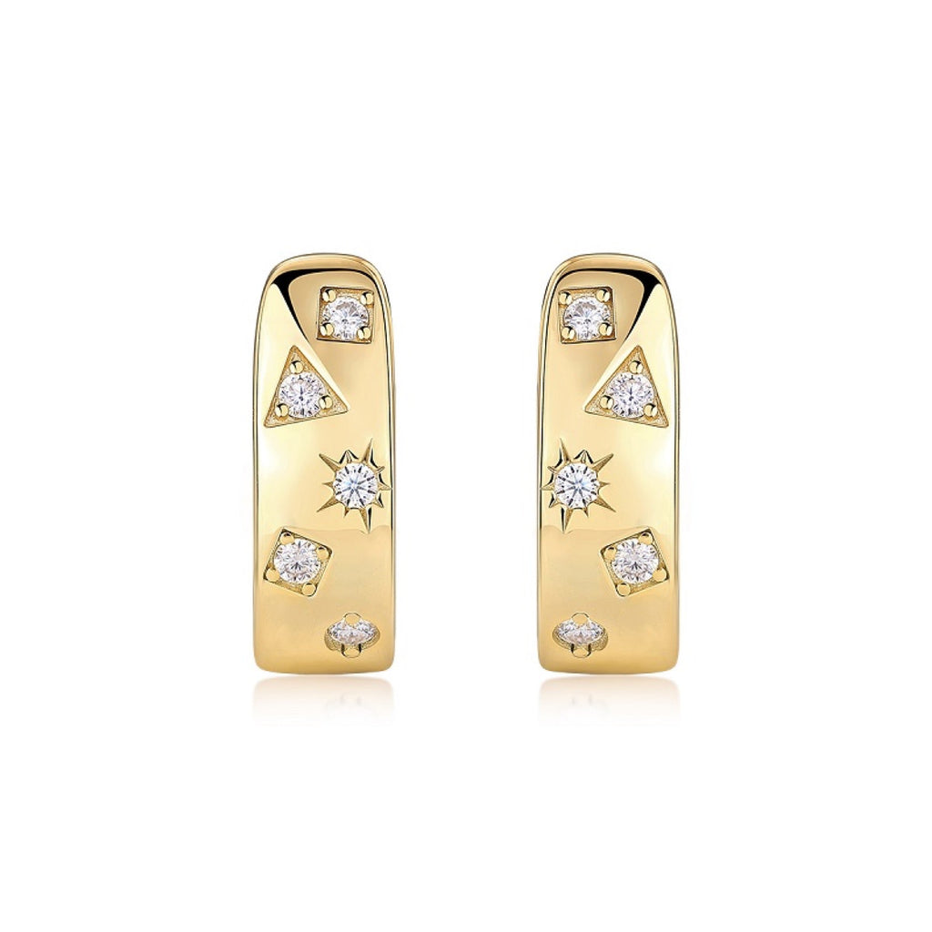 Cosmo Moissanite Huggie Hoop Earrings in Gold-Tone Sterling Silver