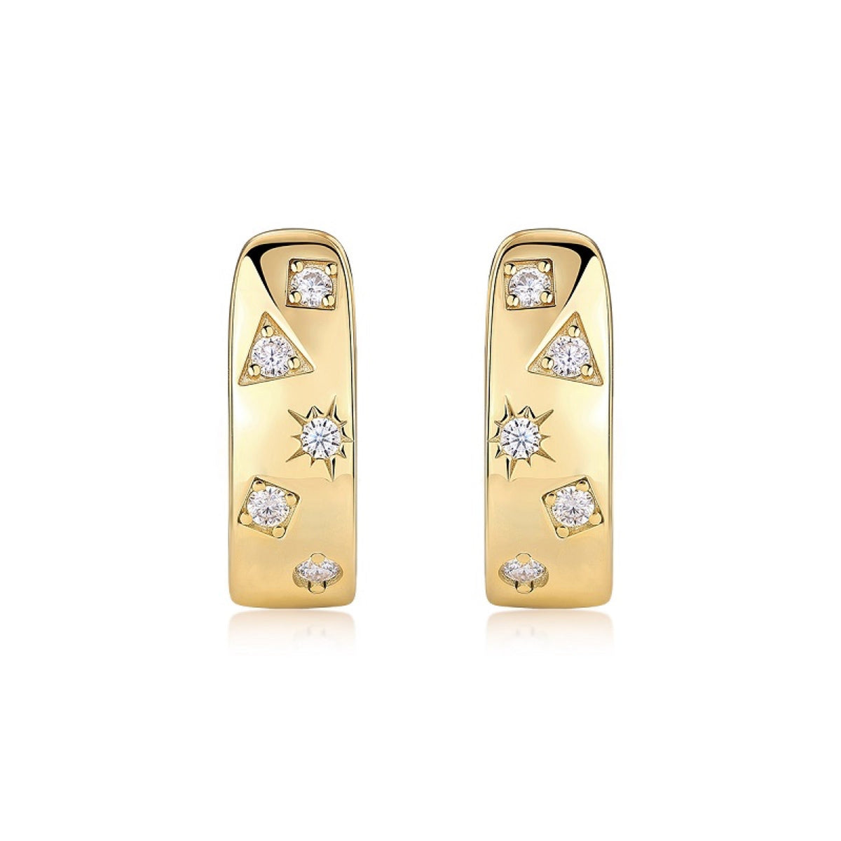 Cosmo Moissanite Huggie Hoop Earrings in Gold-Tone Sterling Silver