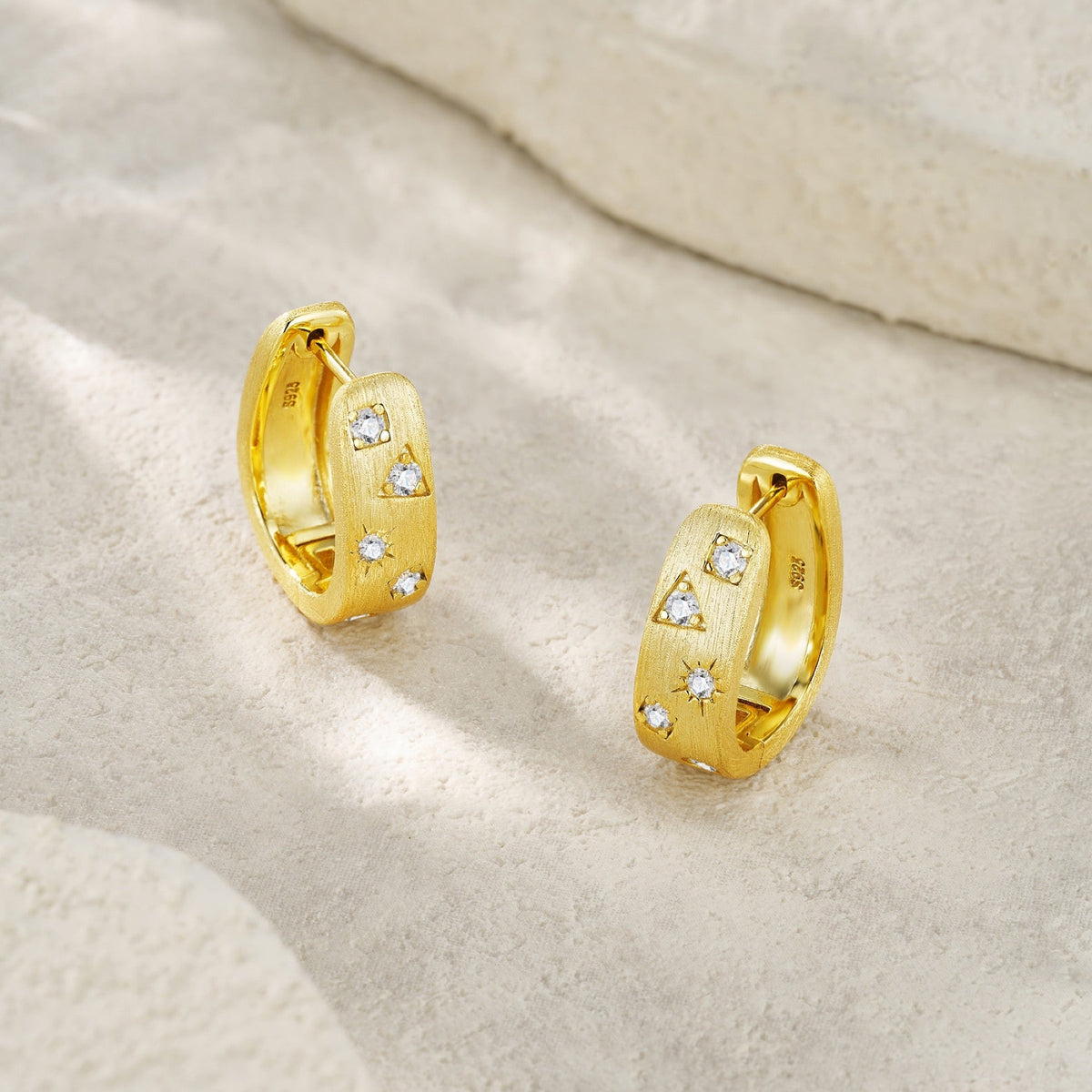 Cosmo Moissanite Huggie Hoop Earrings in Gold-Tone Sterling Silver
