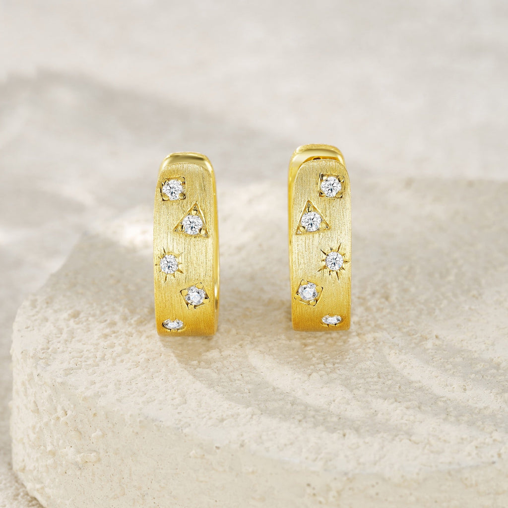 Cosmo Moissanite Huggie Hoop Earrings in Gold-Tone Sterling Silver