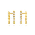 Perlina Moissanite Beaded Huggie Hoop Earrings in Gold-Tone Sterling Silver