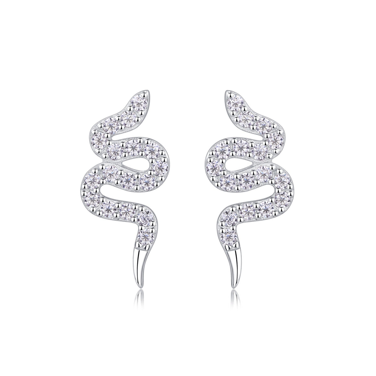 Serpent Moissanite Snake Ear Climber Earrings in Sterling Silver