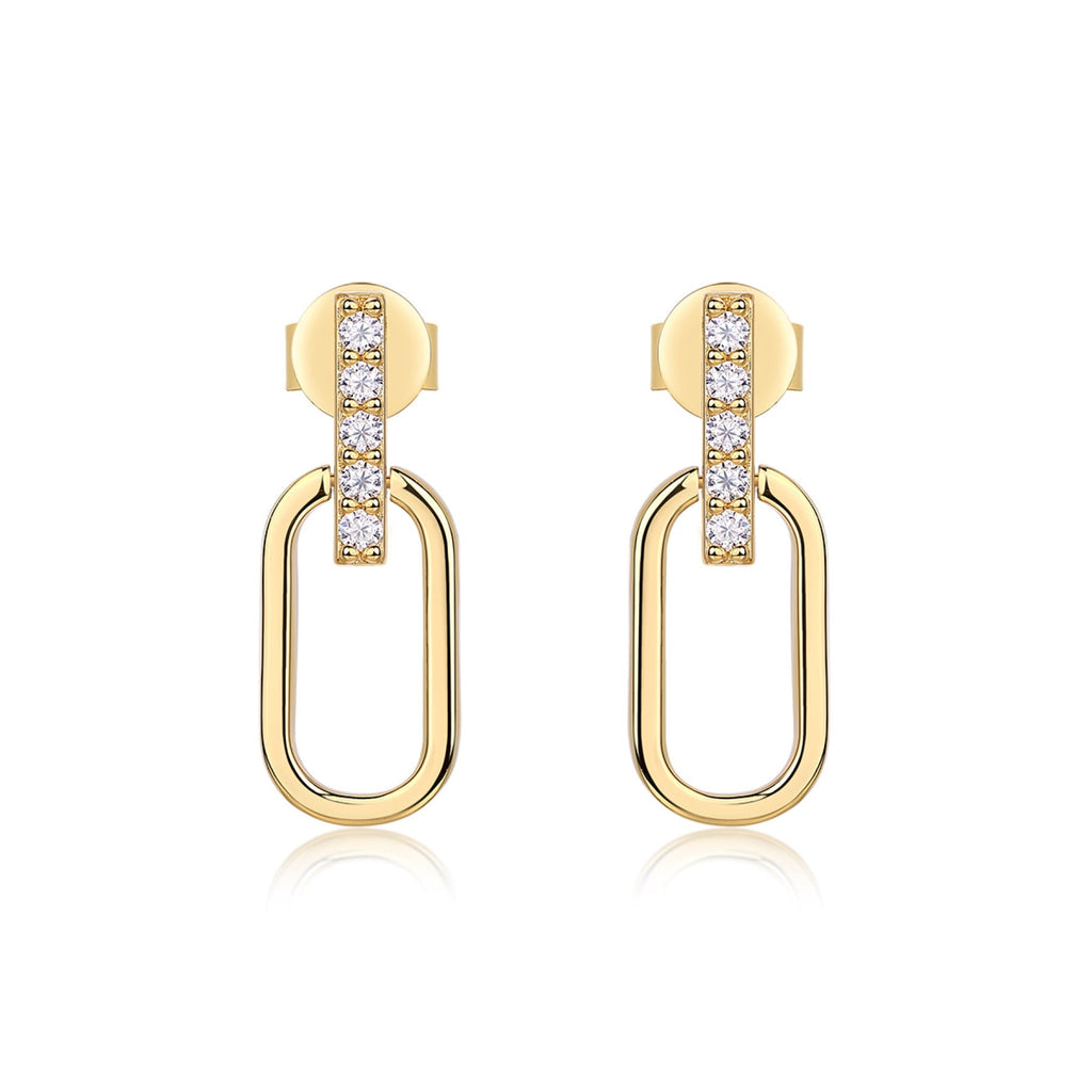 Maillon Moissanite Link Drop Huggie Earrings in Gold-Tone Sterling Silver