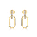 Maillon Moissanite Link Drop Huggie Earrings in Gold-Tone Sterling Silver