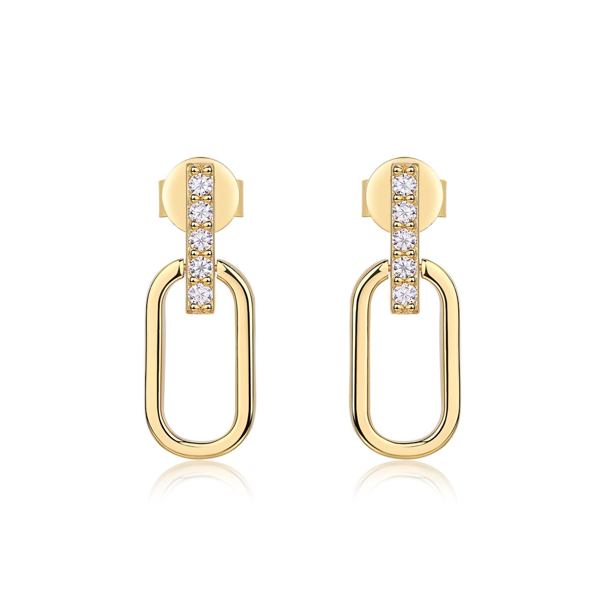 Maillon Moissanite Link Drop Huggie Earrings in Gold-Tone Sterling Silver