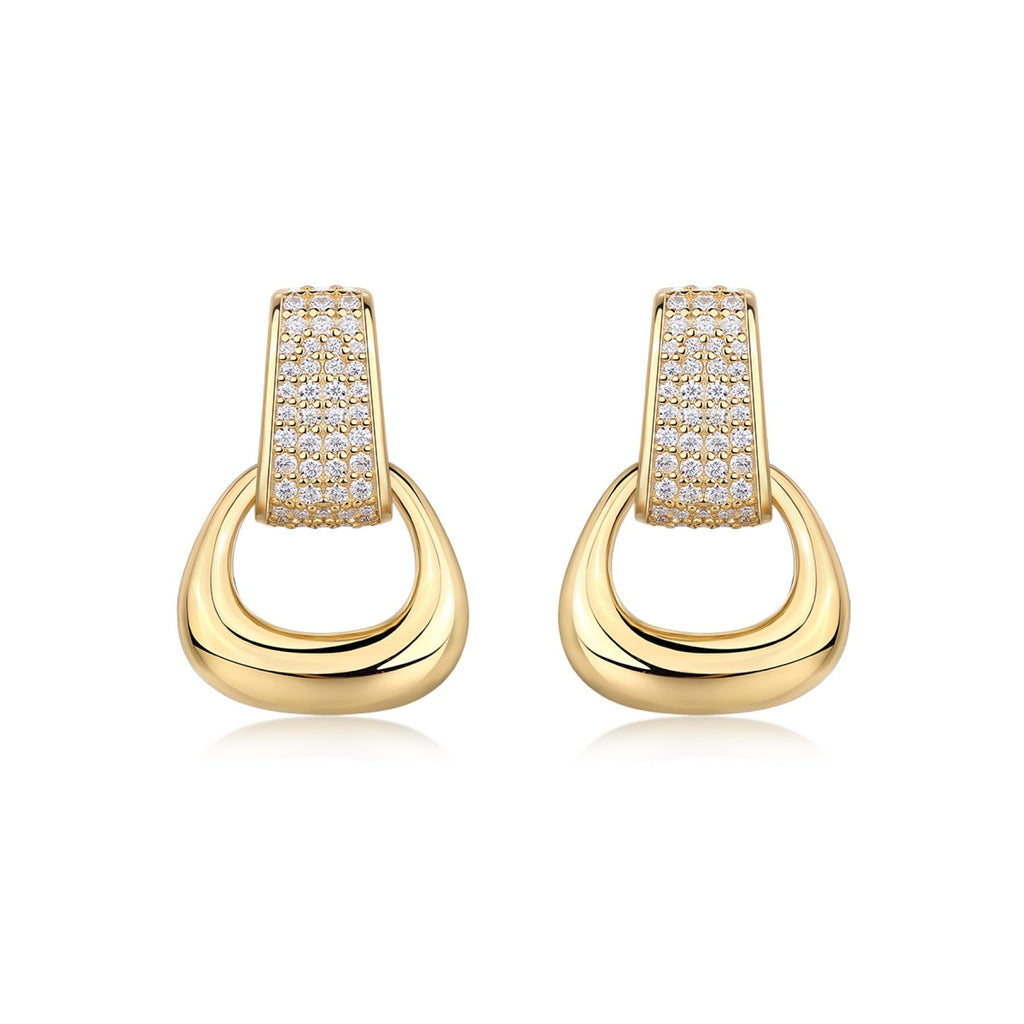 Cavallo Moissanite Horsebit Drop Huggie Earrings in Gold-Tone Sterling Silver